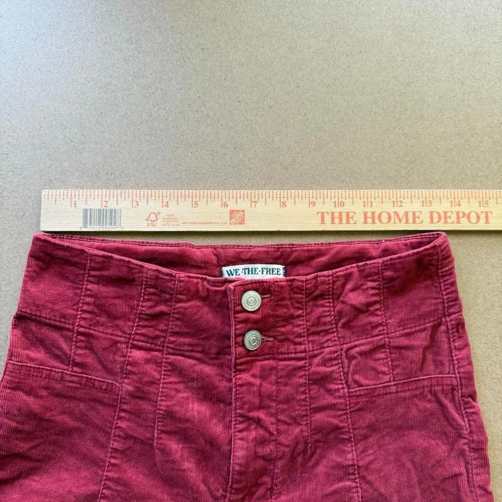 Free People We The Free Red Corduroy Flare Pants Womens 27 Boho Bell Bottom